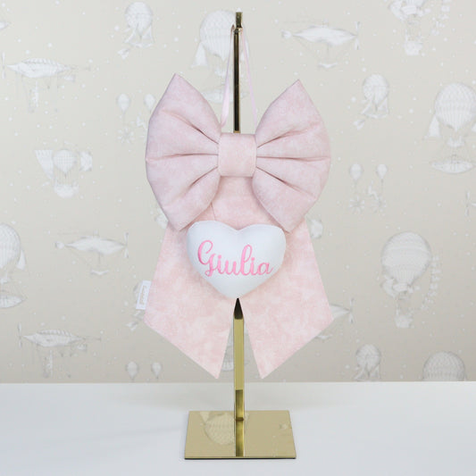 Fiocco nascita CULLA cotone rosa sfumato