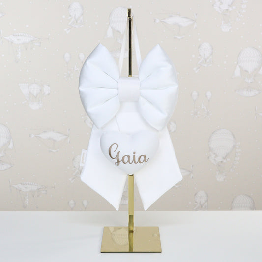 Fiocco nascita CULLA raso bianco