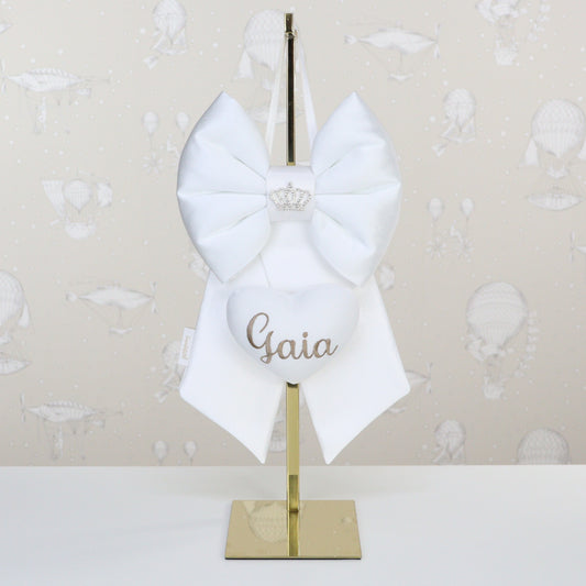 Fiocco nascita CULLA raso bianco