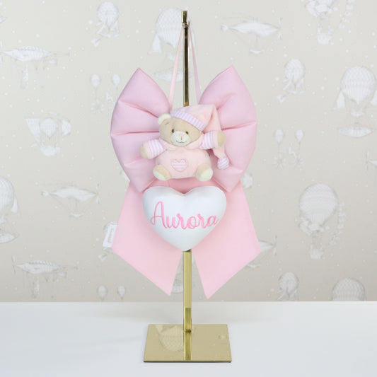 Fiocco nascita CULLA cotone rosa