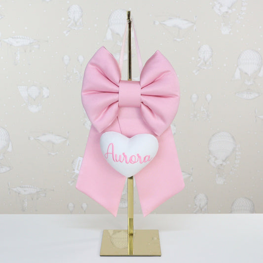 Fiocco nascita CULLA raso rosa
