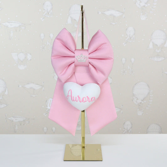 Fiocco nascita CULLA raso rosa