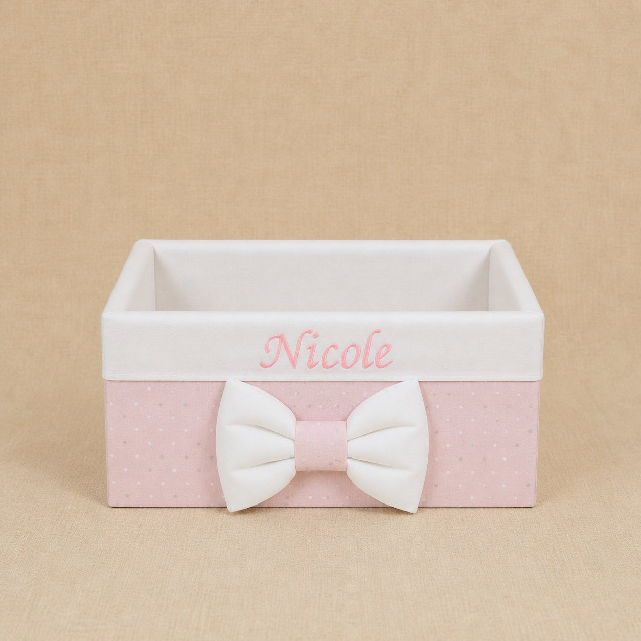 Cesto nascita - Porta bomboniere - Cassetta - Cotone Pois Rosa