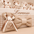 Carica l'immagine nel visualizzatore della galleria, Sacchetto Portaconfetti - Bomboniera ELEGANT - Con Gessetto - Cotone Nocciola
