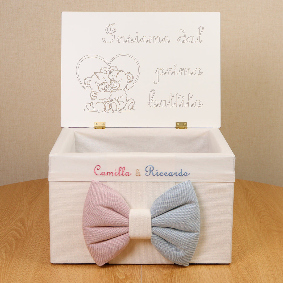 Cesto nascita - Porta bomboniere - Bauletto GEMELLARE