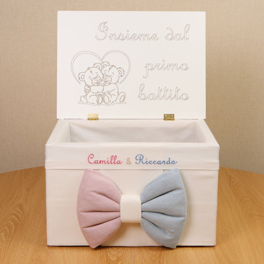 Cesto nascita - Porta bomboniere - Bauletto GEMELLARE