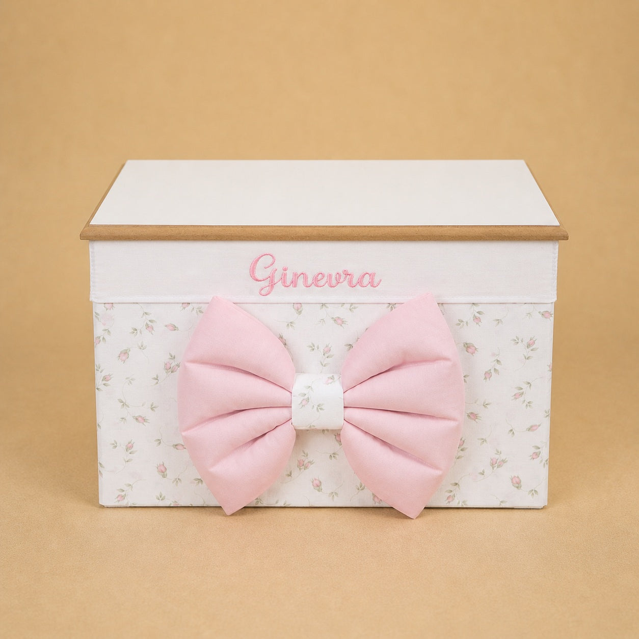 Cesto nascita - Porta bomboniere - Bauletto - Cotone Bocciolo - Cotone Rosa