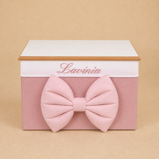 Cesto nascita - Porta bomboniere - Bauletto - Cotone Cipolla - Cotone Rosa