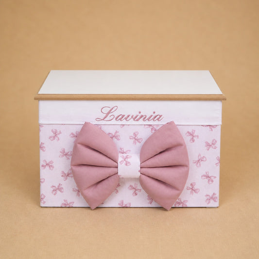 Cesto nascita - Porta bomboniere - Bauletto - Fiocchetti rosa