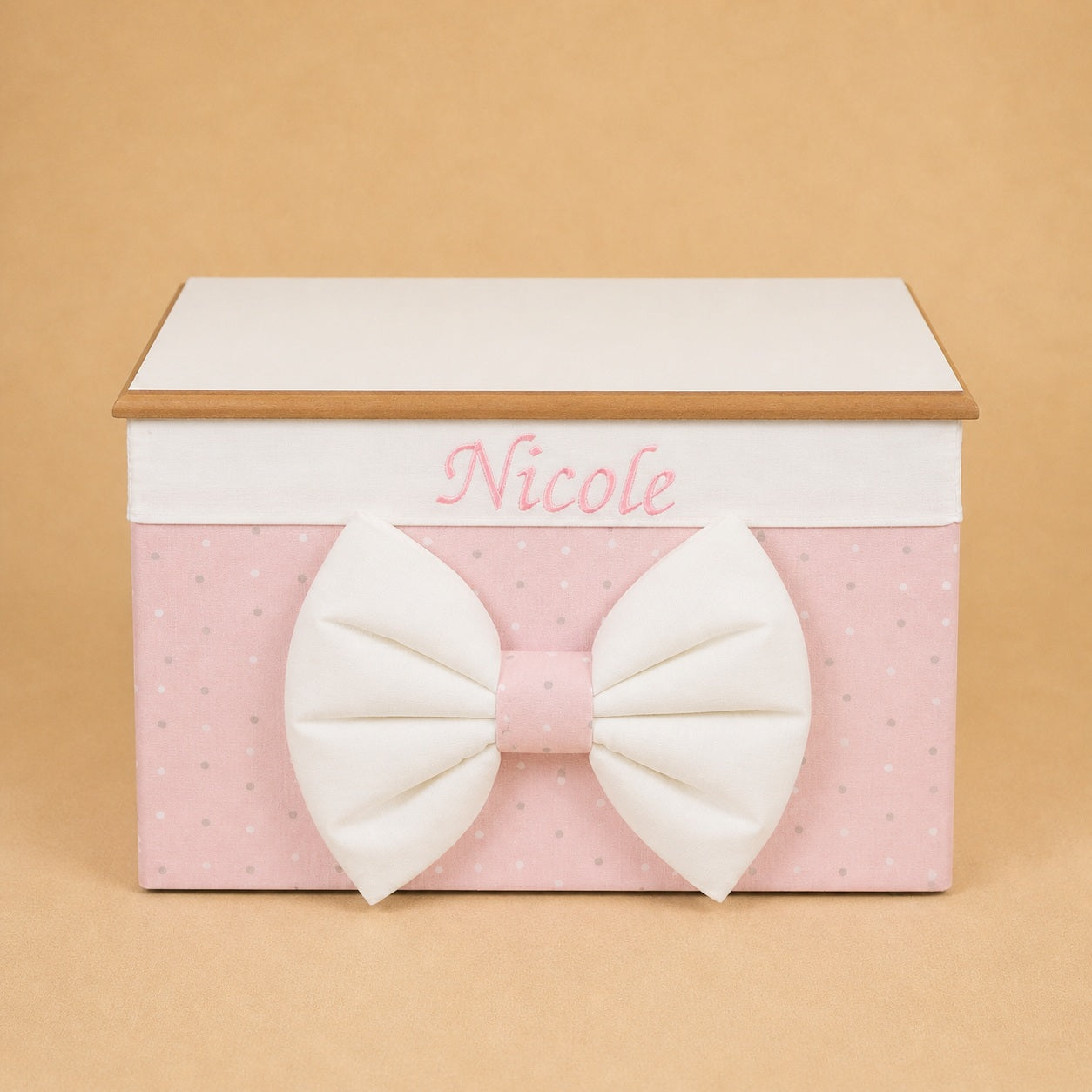 Cesto nascita - Porta bomboniere - Bauletto - Cotone Pois Rosa