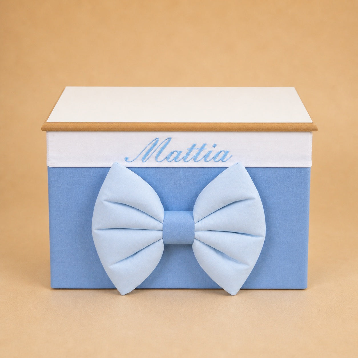 Cesto nascita - Porta bomboniere - Bauletto - Cotone Polvere - Cotone Celeste