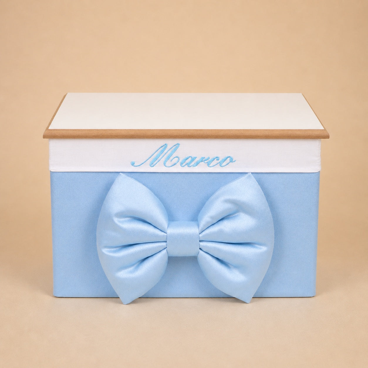 Cesto nascita - Porta bomboniere - Bauletto - Raso Azzurro