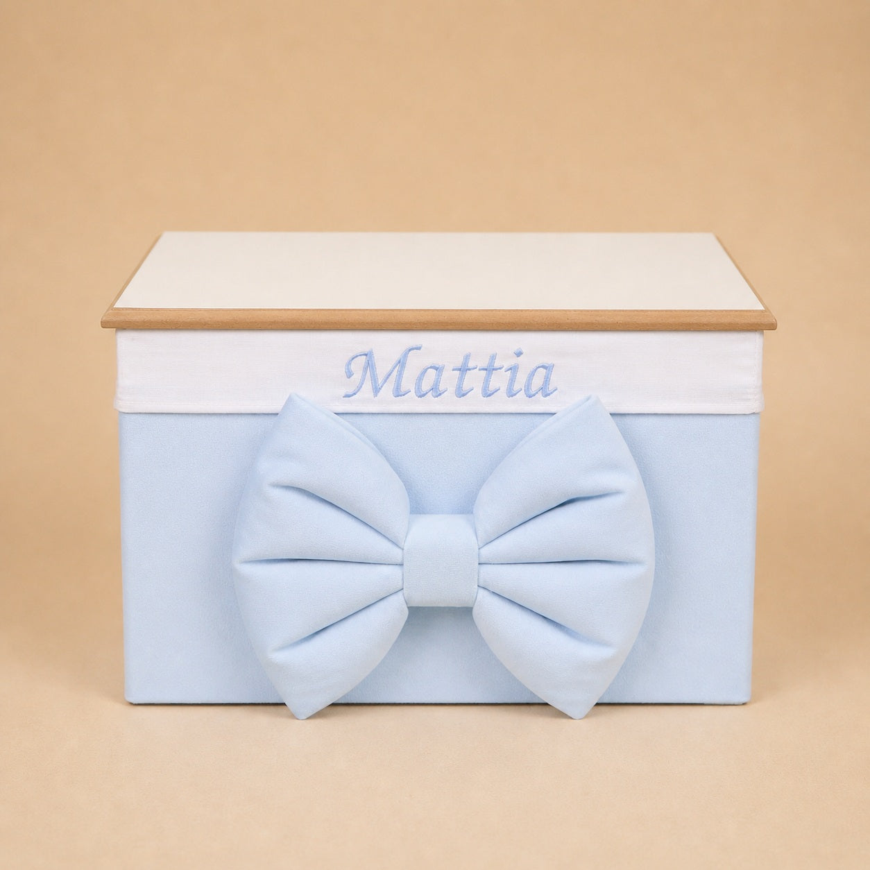 Cesto nascita - Porta bomboniere - Bauletto - Velluto Celeste