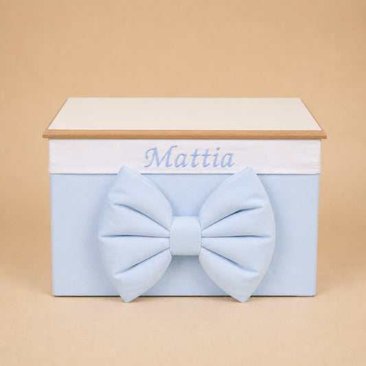 Cesto nascita - Porta bomboniere - Bauletto - Velluto Celeste